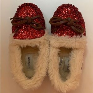 Crewcuts red glitter toddler slippers size 10